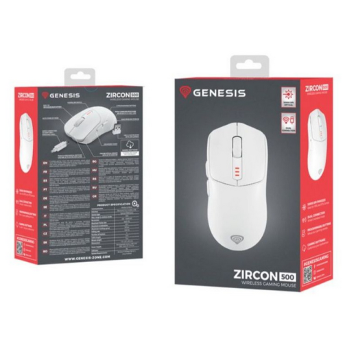 Mouse Optic Genesis Zircon 500, USB/USB Wireless/Bluetooth, White