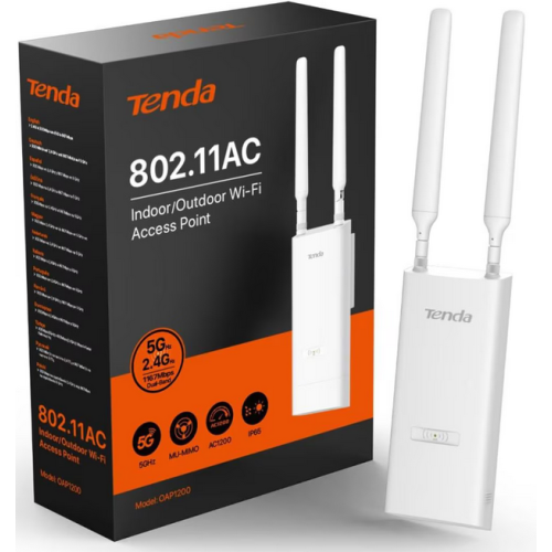 ACCESS POINT Tenda Indoor/Outdoor, wireless AC1200 Mbps Dual Band MU-MIMO, 1 port Gigabit, 2 antene externe, alimentare 802.3af  PoE, Wi-Fi 6, montare pe perete 