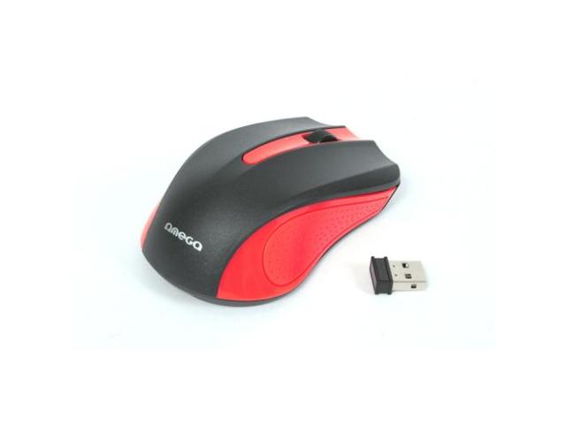 Mouse Optic Omega OM0419R, USB Wireless, Black-Red
