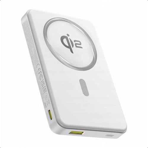 POWER BANK Baseus Airpow 2 Qi2 Magnetic, 1 x USB Type-C, 1 x USB, include cablu USB Type-C la USB Type-C 20V/3A 30cm, capacitate 10000mAh 22.5W, alb 
