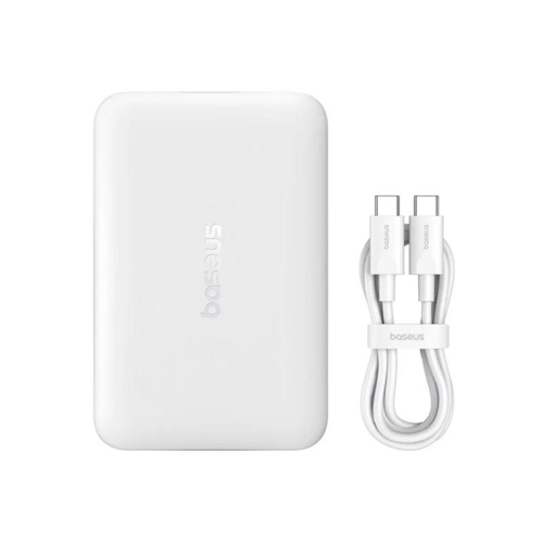 POWER BANK Baseus EnerFill FM11, 10000mAh, 22.5W, prindere magnetica incarcare wireless 15W, 1 x USB Type-C, cablu inclus USB Type-C la USB Type-C 30cm, alb, 
