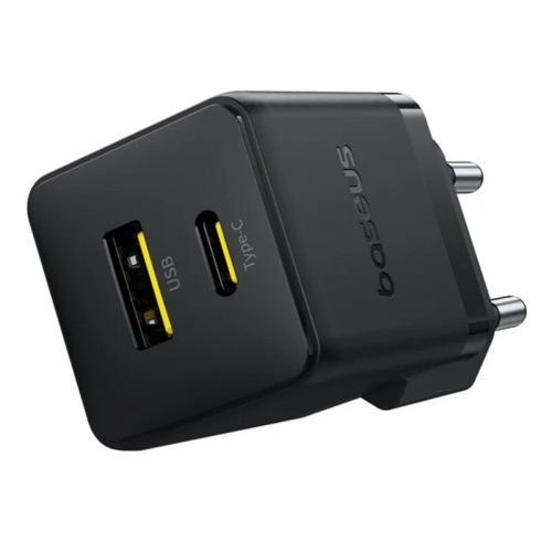 Incarcator retea Baseus Palm, 1 x USB-A, 1 x USB-C, 20 W, Black