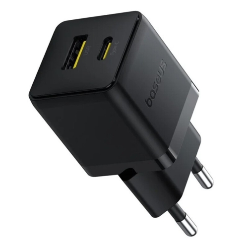Incarcator retea Baseus Palm, 1 x USB-A, 1 x USB-C, 20 W, Black