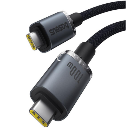 Cablu de date Baseus Crystal Shine, USB-C male - USB-C male, 1.5 m, Black