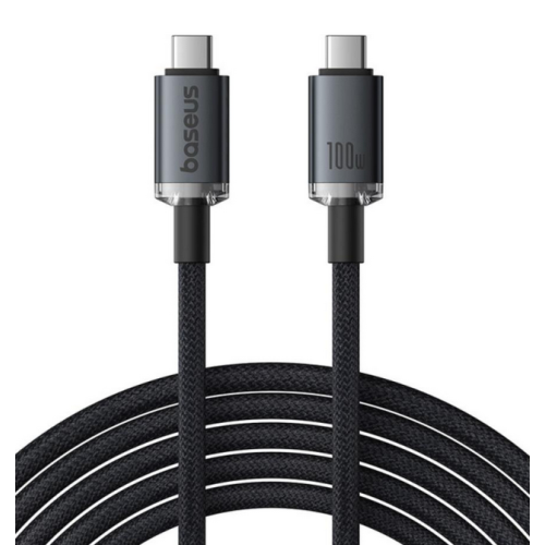 Cablu de date Baseus Crystal Shine, USB-C male - USB-C male, 1.5 m, Black