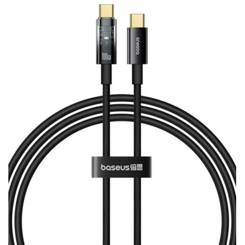 Cablu de date Baseus Explorer, USB-C male - USB-C male, 1 m, Black
