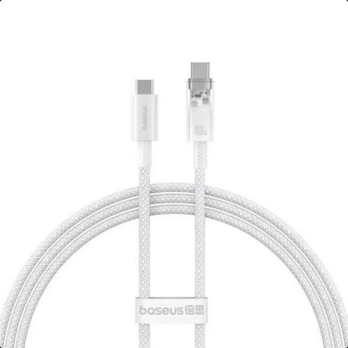 Cablu de date Baseus Explorer Series, USB-C male - USB-C male, 1m, White