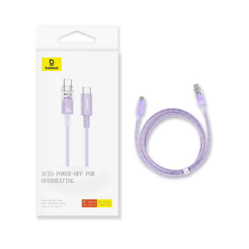 Cablu de date Baseus P10319703511-01, USB-C male - USB-C male, 2 m, Purple