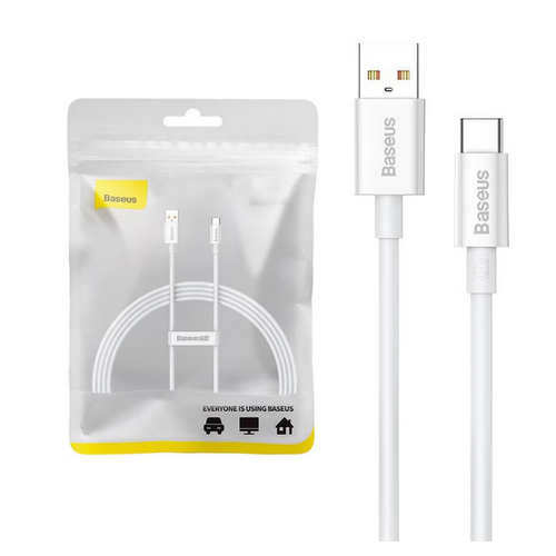 Cablu de date Baseus Superior, USB-A male - USB-C male, 1.5m, White