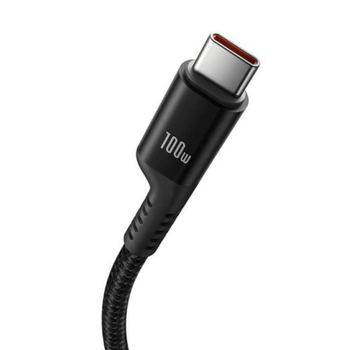 Cablu de date Baseus Fish Eye Spring, USB-C male - USB-C male, 1 m, Black