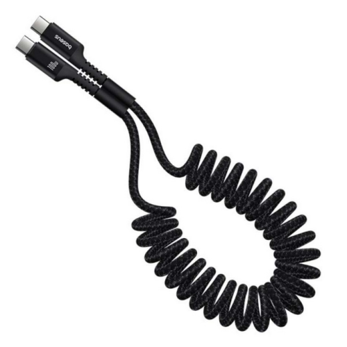 Cablu de date Baseus Fish Eye Spring, USB-C male - USB-C male, 1 m, Black