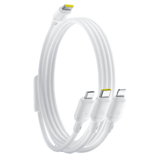 CABLU alimentare si date Baseus One-for-three, Fast Charging Data Cable pt. smartphone, USB Type-C la 1 x USB Type-C, 1 x micro USB, 1 x Iphone Lightning, 100W, 1.5m, alb 