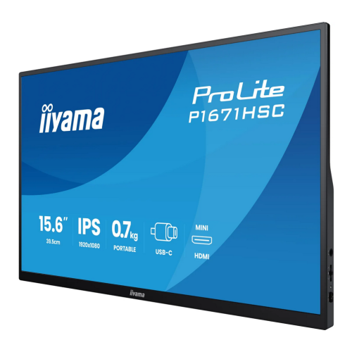 Monitor LED Portabil Iiyama P1671HSC-B1, 15.6 inch, 1920 x 1080 pixeli, 3 ms, Black