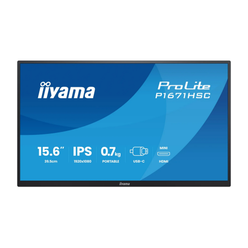 Monitor LED Portabil Iiyama P1671HSC-B1, 15.6 inch, 1920 x 1080 pixeli, 3 ms, Black