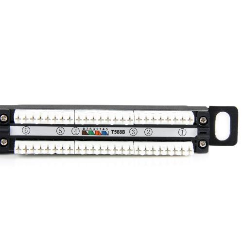 Patch Panel Startech PANELHU24, 19inch, 0.5U, 24 porturi, Cat5e, UTP, Black