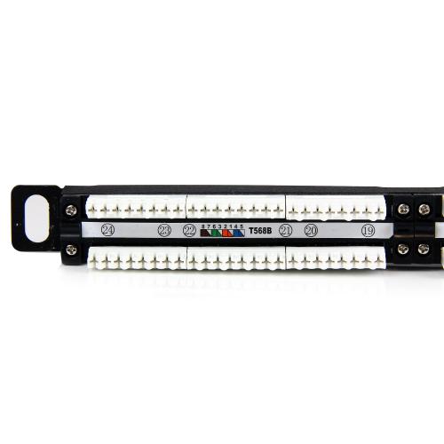 Patch Panel Startech PANELHU24, 19inch, 0.5U, 24 porturi, Cat5e, UTP, Black