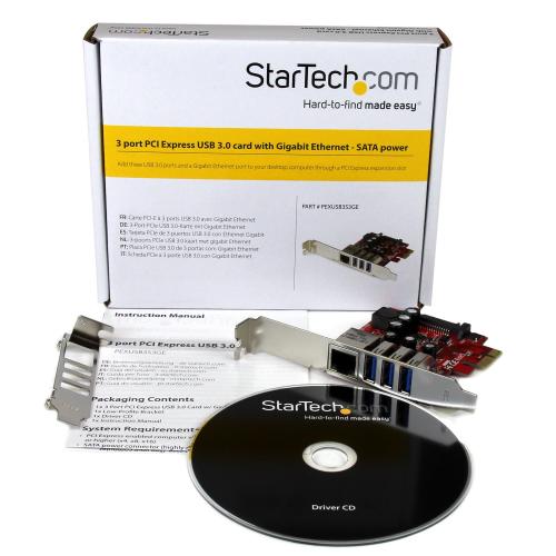 Adaptor PCI-Express Startech PEXUSB3S3GE, 3x USB 3.0, 1x RJ45