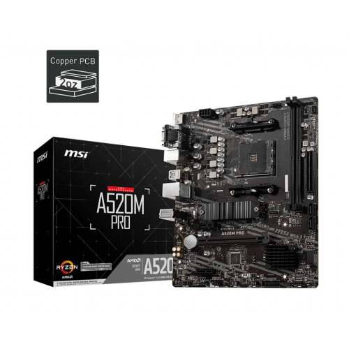 Placa de baza MSI A520M PRO, AMD A520, socket AM4, mATX