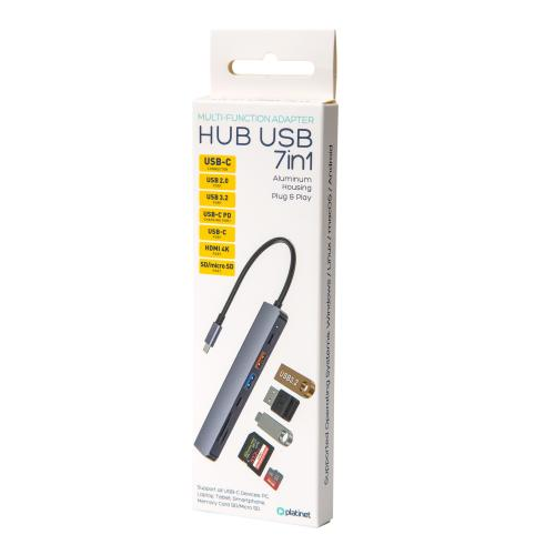 PLATINET HUB  7IN1 USB-C 3.2 GEN2 10GB/S