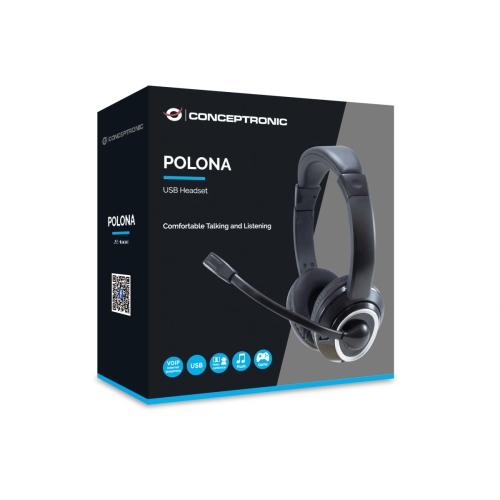 Casti cu microfon Conceptronic POLONA01B, USB-A 2.0, Black