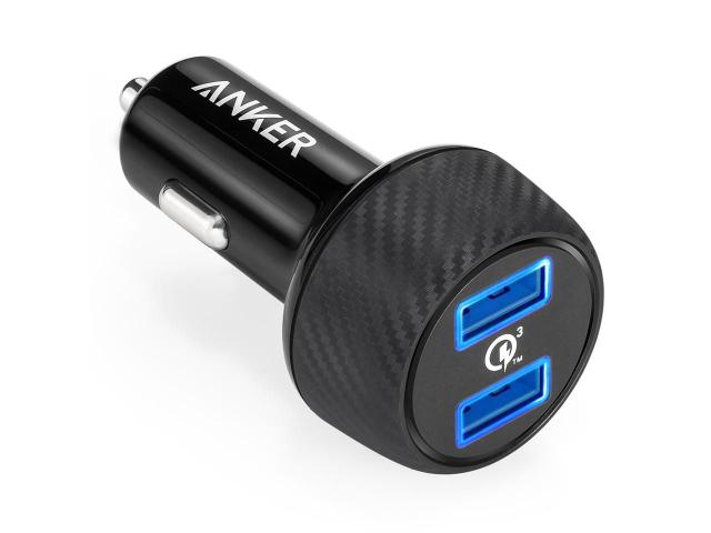 Incarcator auto Anker PowerDrive Speed 2, 2x USB, 3A, Black