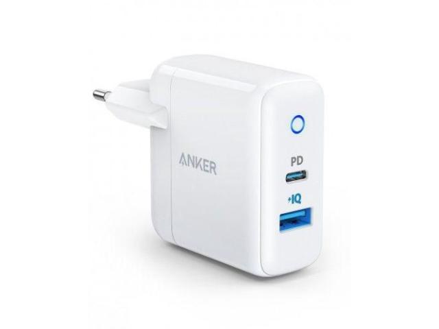 Incarcator retea Anker PowerPortPD+2, 1x USB-C, 1x USB-A, White