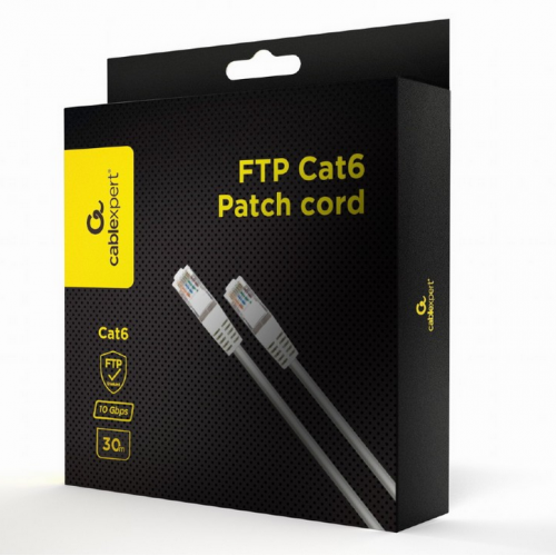 Patch cord Gembird PPB6-30M, FTP, Cat6, 30m, Gray