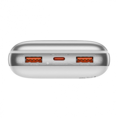 Baterie portabila Baseus Bipow Pro, 20000mAh, 2 x USB-A, 1 x USB-C, Silver