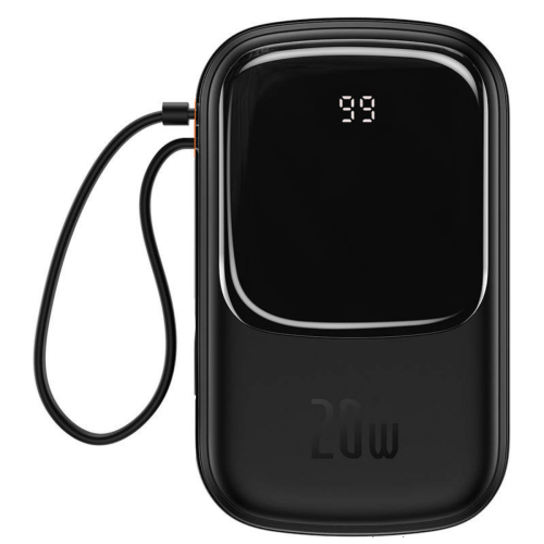 Baterie portabila Baseus Qpow Pro Digital Display, 20000 mAh, 1 x USB-A, 1 x USB-C, 1 x Lightning, Black