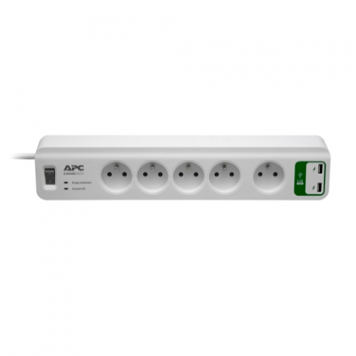 Prelungitor APC Essential SurgeArrest, 5 prize + 2x USB, 1.8m, White