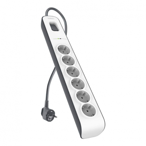 Prelungitor Belkin cu protectie, 6 prize, 2m, Black