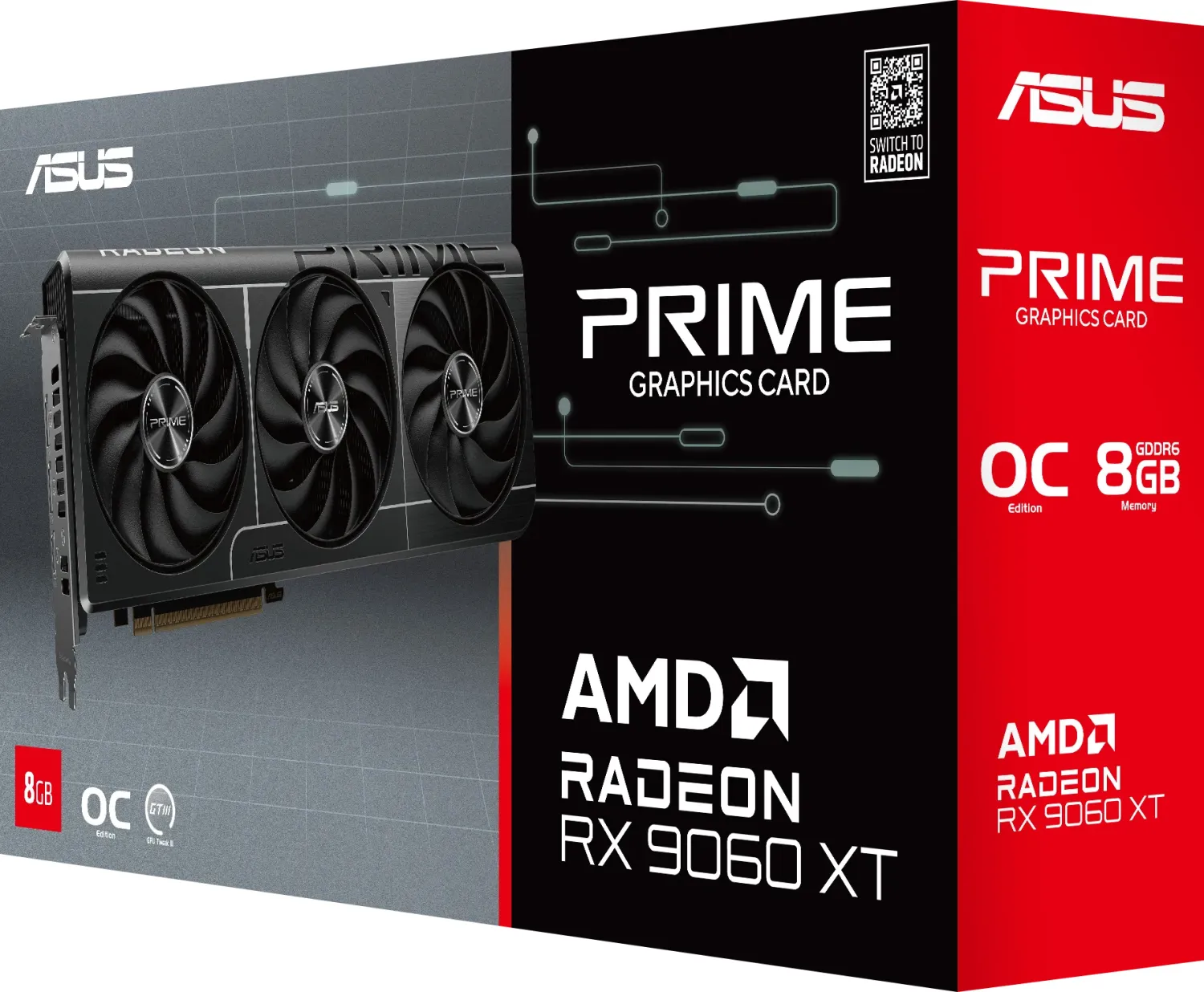 Placa video ASUS AMD Radeon RX 9060 XT PRIME OC 8GB, GDDR6, 128 bit