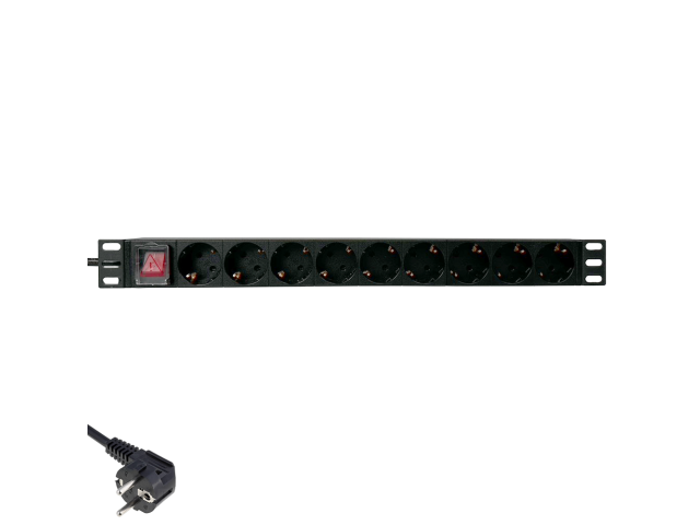Priza de rack 19 inch, PDU 1U, 9 posturi Schuko, Eco Xcab