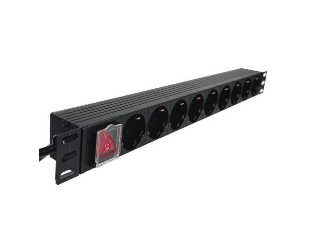 Priza de rack 19 inch, PDU 1U, 9 posturi Schuko, Eco Xcab
