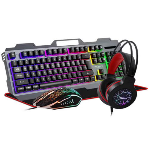 Kit PRO GAMING Starshine K450 - Tastatura, RGB LED, USB, Black + Mouse Optic, RGB LED, USB, Black + Casti cu microfon, RGB LED, USB, Black + MousePad, Black