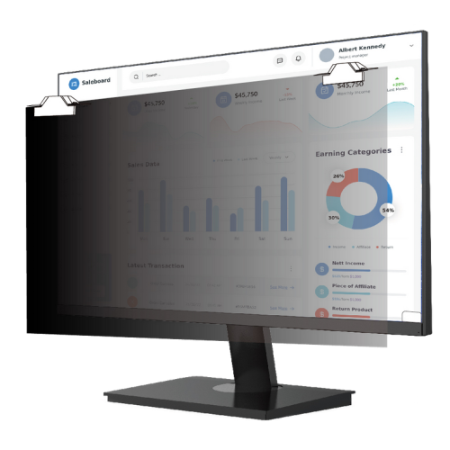 Filtru de confidentialitate V7 ScreenSentry, 27 inch, 16:9, Black