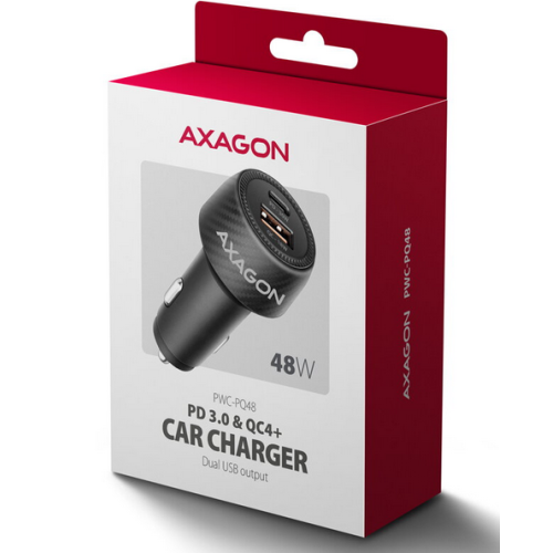 PWC-PQ48, 48W, PD3.0 & QC4, USB-A, USB-C, Negru