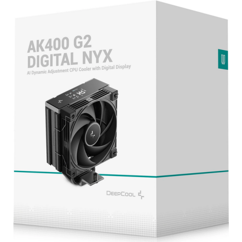 Cooler procesor Deepcool AK400 G2 DIGITAL NYX, compatibil Intel si AMD, 1x 120mm, 2000 rpm, 4 heatpipies, inaltime 156mm, Negru, R-AK400G2-BKNNMN-GJD-1