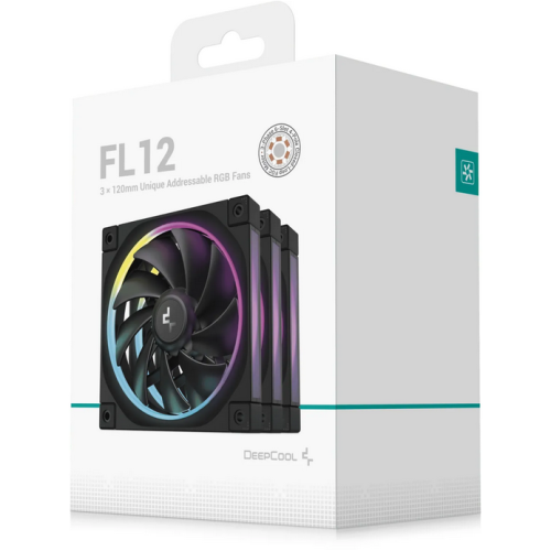 Kit ventilatoare Deepcool FL12, ARGB LED, 120 mm, Black, 3 bucati