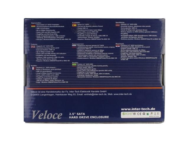 Rack Extern HDD Inter-Tech Veloce GD-25612 SATA-USB3.0, 2.5inch