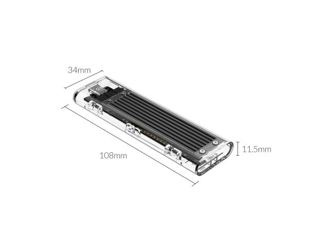 Rack SSD Orico TCM2F-C3-BK, USB 3.1, SATA, M.2, Clear