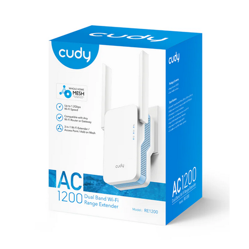 Range Extender Cudy RE1200, White-Blue