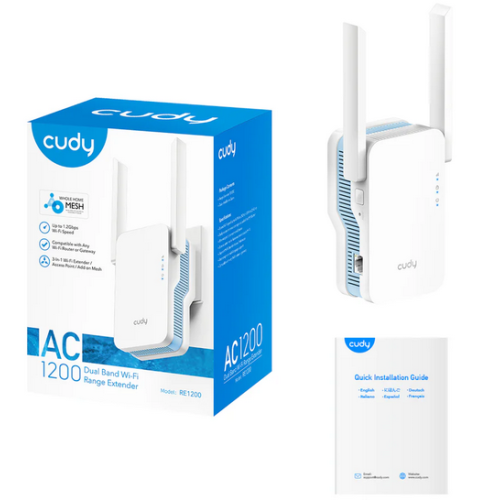 Range Extender Cudy RE1200, White-Blue