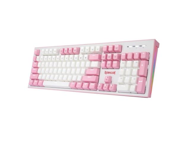 Tastatura Redragon Hades, White LED, USB, White-Pink