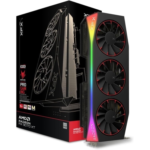 XFX Mercury AMD Radeon RX 9070XT OC Magnetic Air Edition with RGB 16GB GDDR6 HDMI 3xDP, AMD RDNA 4