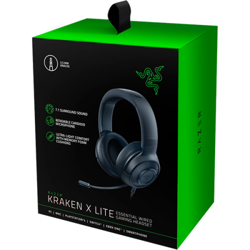 Casti cu microfon Razer Kraken X Lite, 3.5mm jack, Black