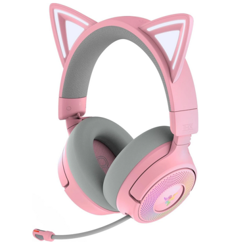 Casti cu microfon Razer Kraken Kitty V3 Pro, RGB LED, USB Wireless/Bluetooth/3.5 mm jack, Pink