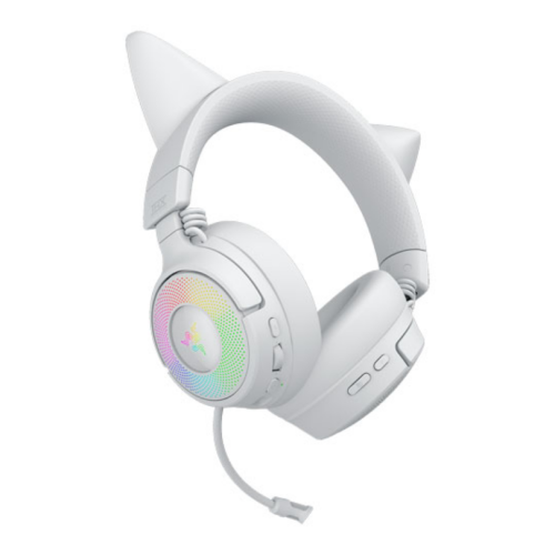 Casti cu microfon Razer Kraken Kitty V3 Pro, RGB LED, USB Wireless/Bluetooth/3.5 mm jack, White