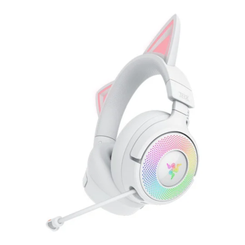 Casti cu microfon Razer Kraken Kitty V3 Pro, RGB LED, USB Wireless/Bluetooth/3.5 mm jack, White