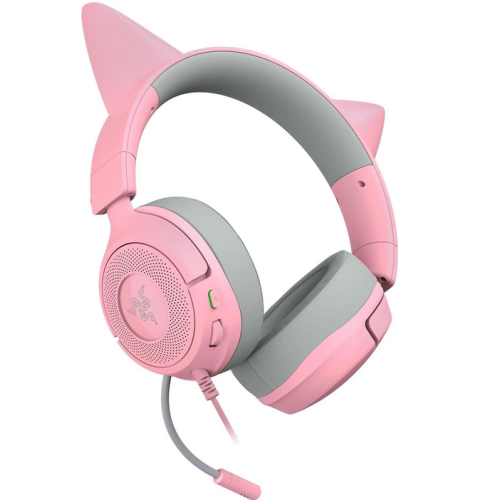 Casti cu microfon Razer Kraken Kitty V3 X Quartz, 3.5 mm jack, Pink